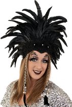 Coiffe plumes noires 60 cm x 40 cm - Fête à thème Festival party fun parade