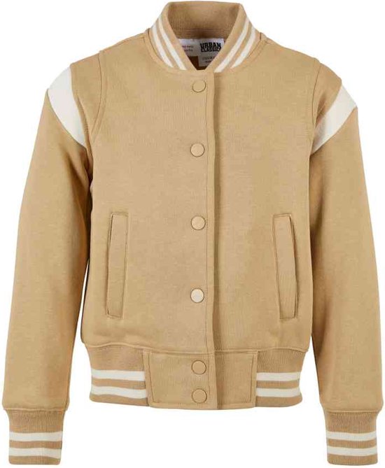 Urban Classics - Inset College Sweat Kinder Jacket - Kids 110/116 - Beige/Wit