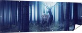 Gards Tuinposter Hert in het Bos tijdens Volle Maan - 210x70 cm - Tuindoek - Tuindecoratie - Wanddecoratie buiten - Tuinschilderij