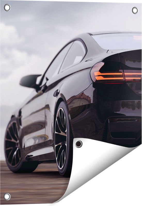 Gards Poster de jardin Voiture de sport noire de derrière - 40x50 cm - Toile de jardin - Décoration de jardin - Décoration murale extérieure - Peinture de jardin