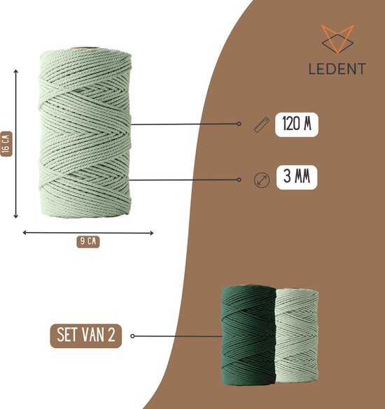 CAREDGO 4PCS Corde Macramé 3mm, Fil Macramé 3mm X 100m Cordon en Coton