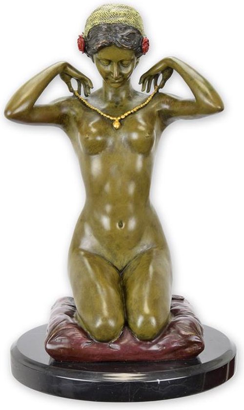 Nieuwe Collier - Sculpture En Bronze - Femme Nue - Décoration De La Maison - Statues