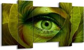 GroepArt - Schilderij - Oog - Groen, Bruin - 120x65 5Luik - Foto Op Canvas - GroepArt 6000+ Schilderijen 0p Canvas Art Collectie - Wanddecoratie