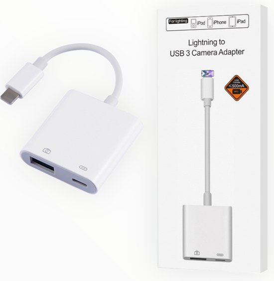 Apple Lightning naar USB 3 cameraadapter, wit/Lightning to USB 3 Camera Adapter, White