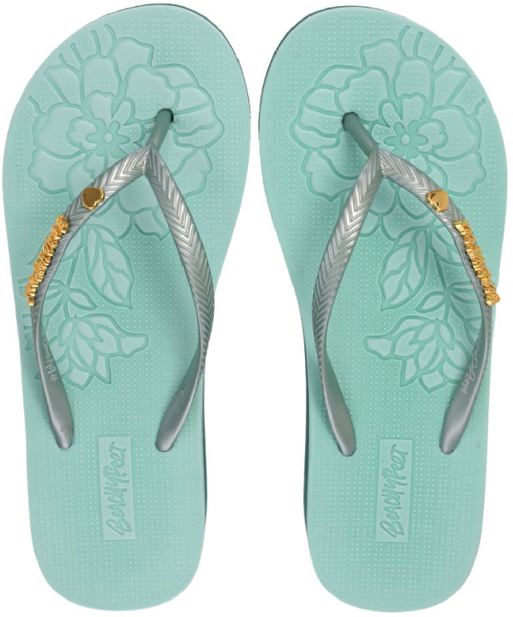 BeachyFeet Teenslippers Dames Flamencos FlipFlop Bethina Sleehak Groen - Maat 35-36