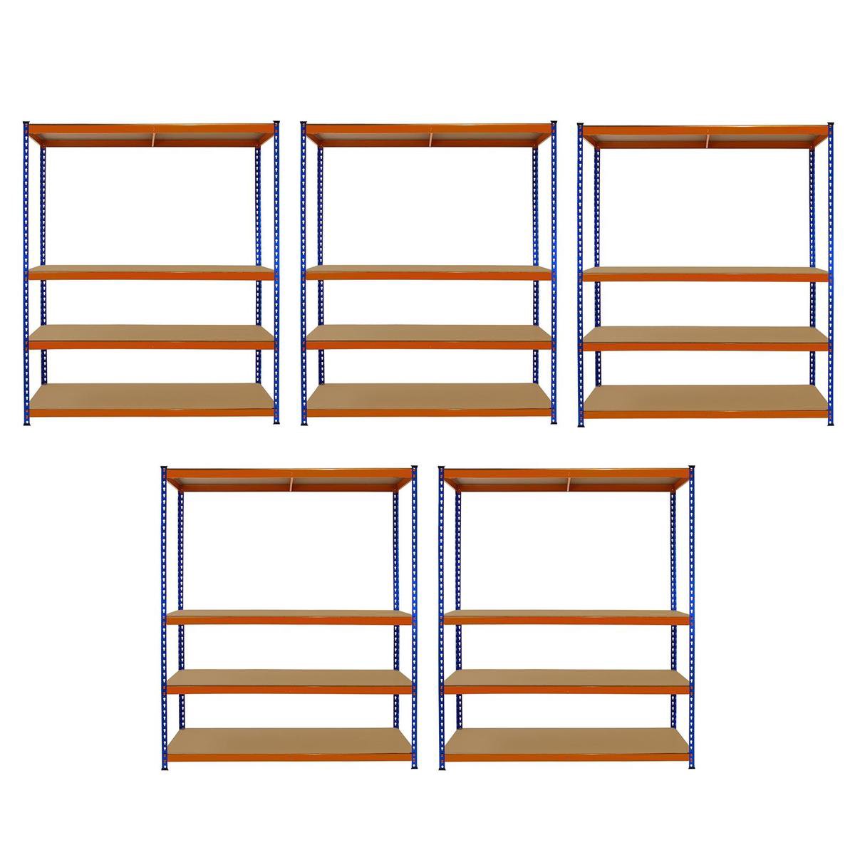 5 x Stellingkasten Opbergrekken Metaal - 150x50x180 cm - 100% boutloos Draagkracht: 265 kg per Plank - 5 planken Kelderrek Kast Rek Legbordstelling