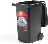 Container sticker Waterval - Regenboog - Bomen - Roze - Natuur - 40x60 cm - Kliko sticker