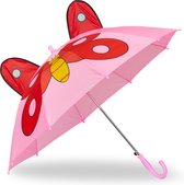 Relaxdays kinderparaplu vlinder - Ø 78 cm - roze paraplu - meisjes - polyester - klein