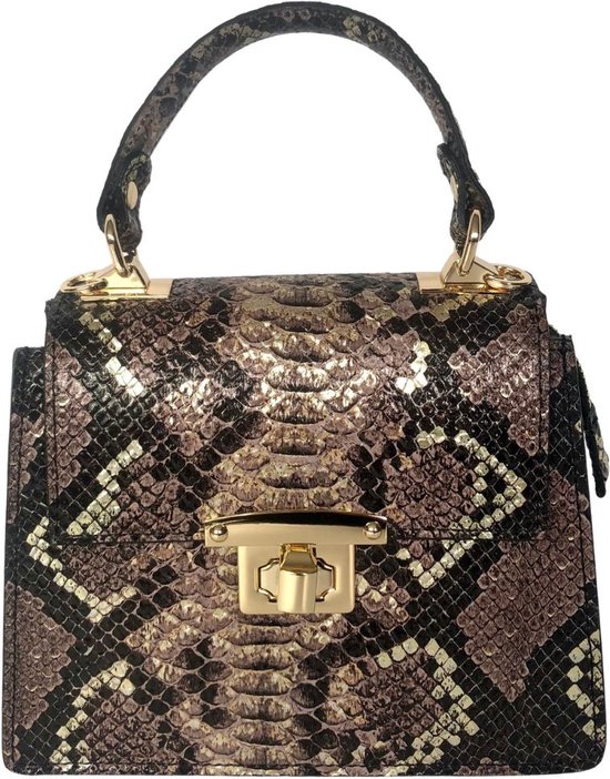 TOUTESTBELLE - Petit sac à main de Luxe en cuir imprimé serpent - Sac à main - Femme - Marron
