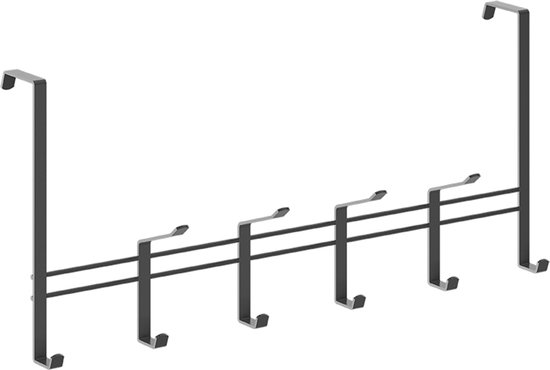 Metaltex - Portemanteau pour porte affleurante 4 cm - Zwart - 44 cm - 10 crochets