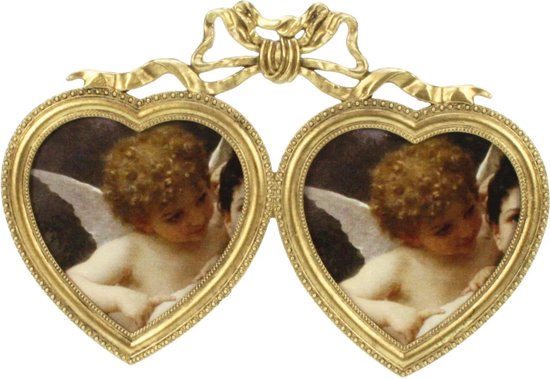 Fotolijstje dubbel hart ant. goudkl. (9x9cm) 20,5x1,5x13cm