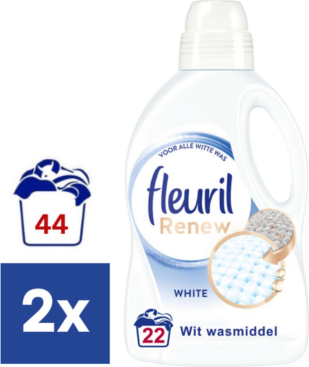 Fleuril Renew & Repair White Vloeibaar Wasmiddel - 2 x 1.32 l (44 wasbeurten)