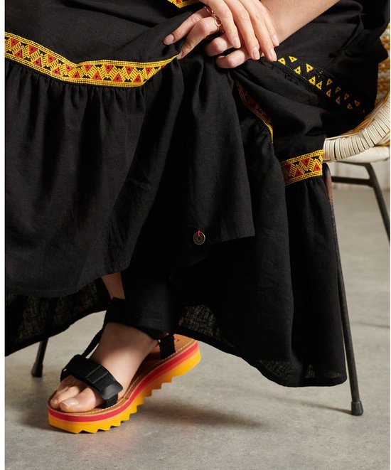 Robe Brodée Sans Manches Superdry Zwart XS Femme