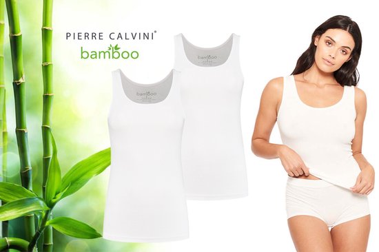Pierre Calvini - Bamboe Hemden Dames - 2-pack - Wit - XL - Onderhemd Dames - Hemdjes Dames - Singlet Dames - t Shirt Dames