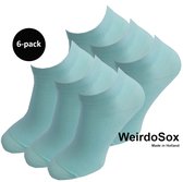 WeirdoSox Bamboe naadloze sneaker sokken Mint Groen - Anti zweet - Anti bacterieel - Dames en heren - 6 Paar - Maat 35/38