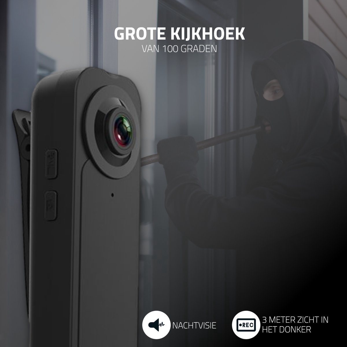 YE® Bodycam FullHD 1080P/30fps Bewegingsdetectie Continu (Loop