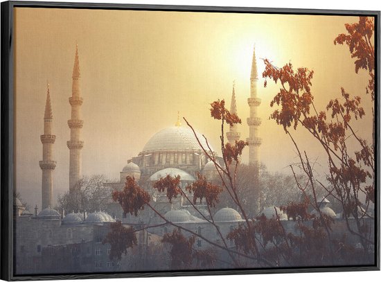 Artaza Peinture Sur Toile Avec Cadre Noir Mosquée Süleymaniye à Istanbul -  120x80 cm -... | bol