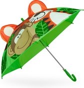 Bol.com Relaxdays kinderparaplu jungle - Ø 78 cm - aap en tijger en jongens - polyester - metaal - groen aanbieding
