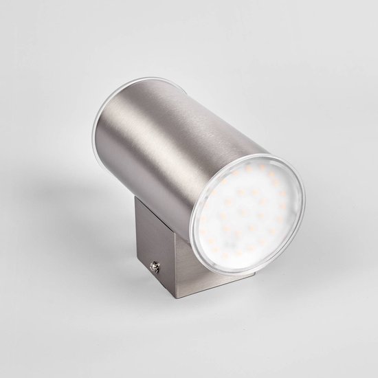 Lindby - LED wandlamp buiten - 2 lichts - roestvrij staal, kunststof - H: 14.6 cm - roestvrij staal - Inclusief lichtbronnen