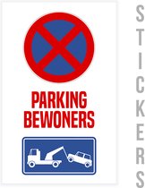 Pictogram/ sticker | 15 x 25 cm | "Parking bewoners" | Privé | Verboden te parkeren | No parking | Residenties | Appartementsblok | Eigenaars | Parkeerplaats voorbehouden | Niet parkeren | Wit | 2 stuks