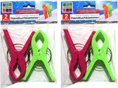 Jedermann Handdoekknijpers XL - 10x - groen/roze - kunststof - 12 cm - wasknijpers