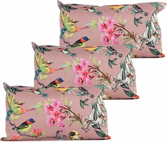 Buitenkussens Gids: Materialen, Styling & Onderhoudstips 9 Anna's collection buitenkussen bloem - 3x - roze - 30 x 50 cm - Water en UV bestendig