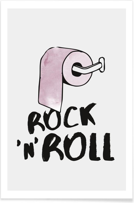 JUNIQE - Poster Rock 'n' Roll -20x30 /Roze & Wit