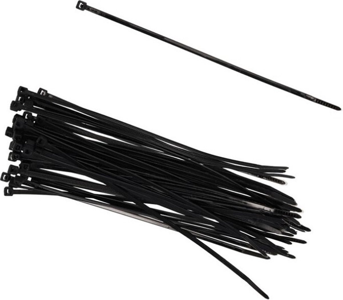 150x stuks Kabelbinders tie-wraps in het zwart van 25 cm gemaakt van kunststof - snoeren bindmateriaal