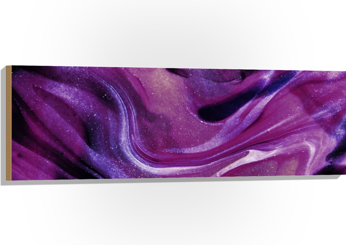 Hout - Mix van Zwart en Paarse Glitterverf - 120x40 cm - 9 mm dik - Foto op Hout (Met Ophangsysteem)