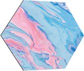 Dibond Hexagon - Mix van Roze en Blauwe Vlekken - 70x60.9 cm Foto op Hexagon (Met Ophangsysteem)