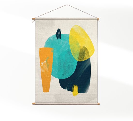 Textielposter Kleurrijk Abstract 02 M (55 X 40 CM) - Wandkleed - Wanddoek - Wanddecoratie