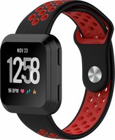 Siliconen Smartwatch bandje - Geschikt voor Fitbit Versa / Versa 2 sport band - zwart/rood - Strap-it Horlogeband / Polsband / Armband