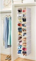 hangkast met 20 vakken – grote hangende kast voor kleding, schoenen en accessoires – praktische opvouwbare kledingkast voor ruimtebesparende opslag – blauw/beige