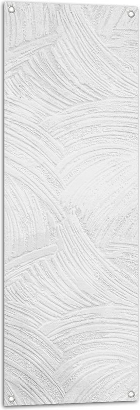 Tuinposter – Witte Golvende Structuur in Witte Ondergrond - 40x120 cm Foto op Tuinposter (wanddecoratie voor buiten en binnen)