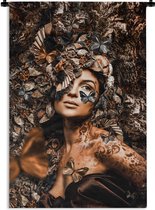 Tenture murale - Tissu mural - Luxe - Femme - Papillon - 120x180 cm -  Tapisserie | bol.com