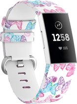 Bracelet de montre connectée en Siliconen - Convient pour le bracelet Give Me Butterflies Fitbit Charge 3 / 4 - Strap-it Watchband / Wristband / Bracelet - Taille: Taille L