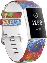 Siliconen Smartwatch bandje - Geschikt voor Graffiti Fitbit Charge 3 / 4 bandje - Strap-it Horlogeband / Polsband / Armband - Maat: Maat S