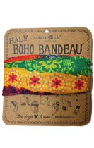 Smalle Boho Bandeau haarband, Natural Life, haarbandje, hoofdband, sportband, sjaaltje, groen, geel