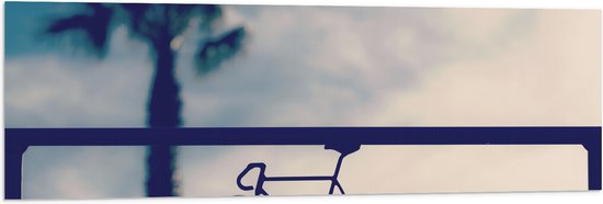 Vlag - Miniatuur Fiets in Brug voor Palmboom - 120x40 cm Foto op Polyester Vlag