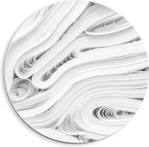 PVC Schuimplaat Muurcirkel - Stapels Gevouwen Witte Bladeren - 40x40 cm Foto op Muurcirkel (met ophangsysteem)