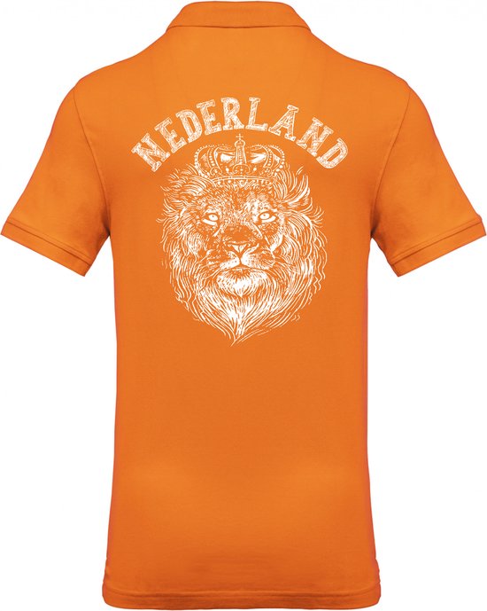 Polo Leeuw Print | Koningsdag kleding | oranje polo shirt | Oranje | maat M