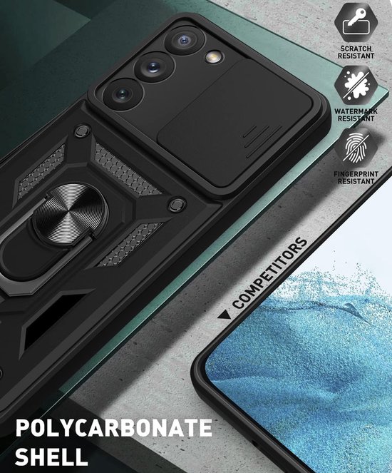 Lunso iPhone 16 hoesje Armor backcover ringhouder - Zwart