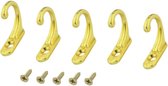 FSW-Products - 4 Stuks - Kleine Ophanghaken incl. Schroeven - 22x8mm - Goud - RVS - Kapstokhaken - Sleutelhaken - Muurhaken - Wandhaken - Keukenhaken - Handdoekhaken - Haakjes - Haken - Ophanghaakjes - Haakjes voor sleutels – Kapstokhaken