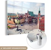 MuchoWow® Glasschilderij 120x80 cm - Schilderij acrylglas - Warschau - Historisch - Centrum - Foto op glas - Schilderijen