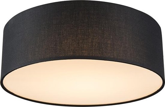 QAZQA drum led - Moderne LED Plafondlamp - 1 lichts - Ø 300 mm - Zwart - Woonkamer | Slaapkamer | Keuken