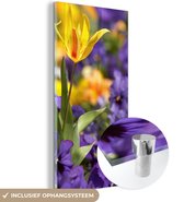 MuchoWow® Glasschilderij 80x160 cm - Schilderij acrylglas - Lente - Bloemen - Kleuren - Foto op glas - Schilderijen