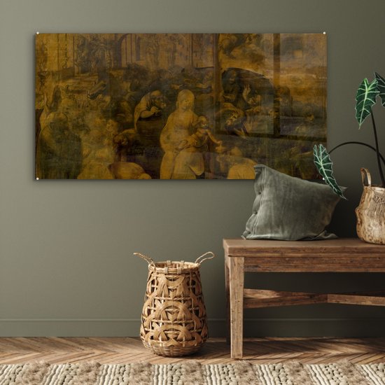 MuchoWow® Peinture sur verre 120x60 cm - Peinture sur verre - Adoration des Mages - Leonardo de Vinci - Photo sur verre acrylique - Peintures