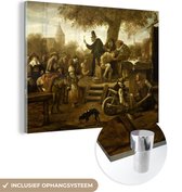 MuchoWow® Glasschilderij 80x60 cm - Schilderij acrylglas - De kwakzalver (De keisnijding) - Jan Steen - Foto op glas - Schilderijen