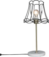 QAZQA kaso - Retro Tafellamp met kap - 1 lichts - H 520 mm - Zwart Goud - Woonkamer | Slaapkamer | Keuken
