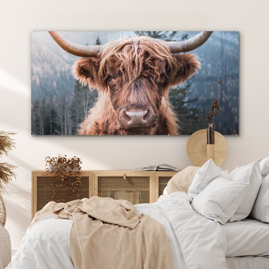 Peinture sur Verre - Highlander écossais - Animaux - Forêt - 160x80 cm - Peintures sur Verre Peintures - Photo sur Glas